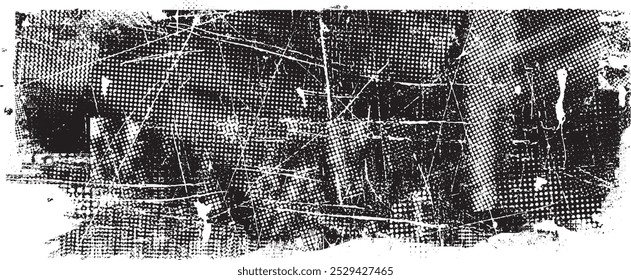 Grunge textured banner with rough edges. Halftone dots texture. Overlay grunge texture . Simply place texture over any object to create grunge effect . Banner with dotted surface for your design. 