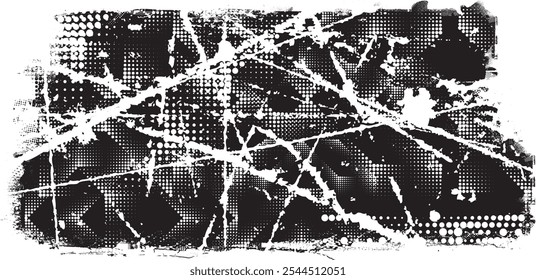 Grunge textured banner with rough edges. Halftone dots texture. Overlay grunge texture . Simply place texture over any object to create grunge effect . Banner with scratched surface for your design. 
