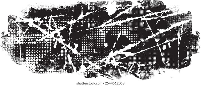 Grunge textured banner with rough edges. Halftone dots texture. Overlay grunge texture . Simply place texture over any object to create grunge effect . Banner with scratched surface for your design. 