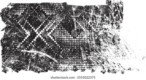 Grunge textured banner with rough edges. Halftone dots texture. Overlay grunge texture . Simply place texture over any object to create grunge effect . Banner with scratched surface for your design. 