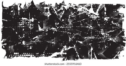 Grunge textured banner with rough edges. Halftone dots texture. Overlay grunge texture . Simply place texture over any object to create grunge effect . Banner with scratched surface for your design. 