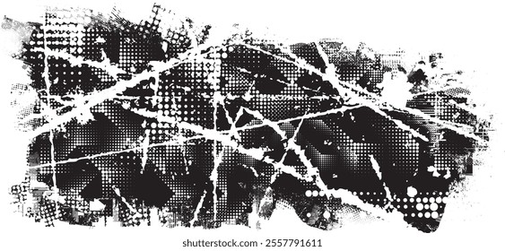 Grunge textured banner with rough edges. Halftone dots texture. Overlay grunge texture . Simply place texture over any object to create grunge effect . Banner with scratched surface for your design. 