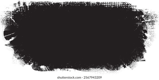 Grunge textured banner with rough edges. Halftone dots texture. Overlay grunge texture . Simply place texture over any object to create grunge effect . Banner with scratched surface for your design. 