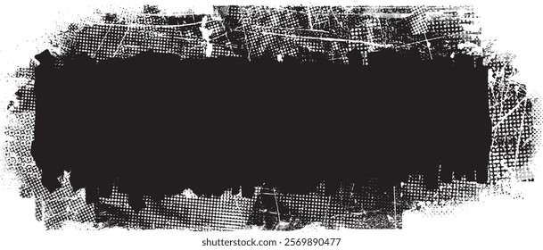 Grunge textured banner with rough edges. Halftone dots texture. Overlay grunge texture . Simply place texture over any object to create grunge effect . Banner with scratched surface for your design. 