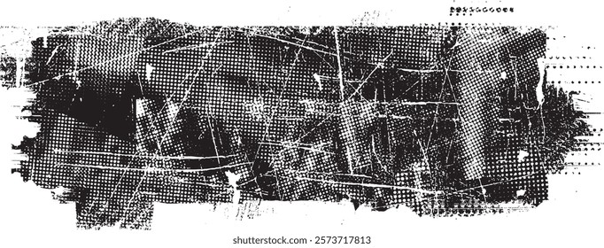 Grunge textured banner with rough edges. Halftone dots texture. Overlay grunge texture . Simply place texture over any object to create grunge effect . Banner with scratched surface for your design. 