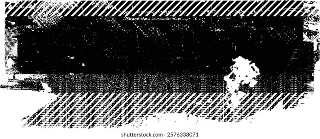 Grunge textured banner with rough edges. Halftone dots texture. Overlay grunge texture . Simply place texture over any object to create grunge effect . Banner with scratched surface for your design. 