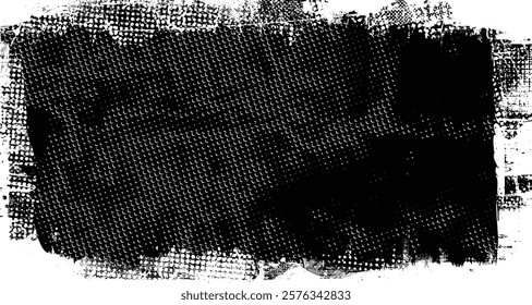 Grunge textured banner with rough edges. Halftone dots texture. Overlay grunge texture . Simply place texture over any object to create grunge effect . Banner with scratched surface for your design. 