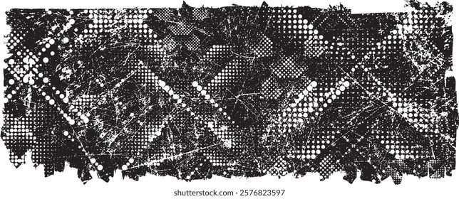 Grunge textured banner with rough edges. Halftone dots texture. Overlay grunge texture . Simply place texture over any object to create grunge effect . Banner with scratched surface for your design. 