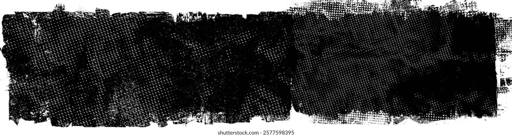 Grunge textured banner with rough edges. Halftone dots texture. Overlay grunge texture . Simply place texture over any object to create grunge effect . Banner with scratched surface for your design. 