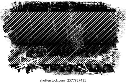 Grunge textured banner with rough edges. Halftone dots texture. Overlay grunge texture . Simply place texture over any object to create grunge effect . Banner with scratched surface for your design. 