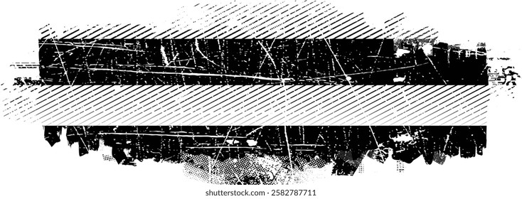 Grunge textured banner with rough edges. Halftone dots texture. Overlay grunge texture . Simply place texture over any object to create grunge effect . Banner with scratched surface for your design. 