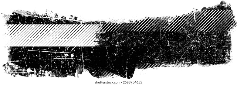 Grunge textured banner with rough edges. Halftone dots texture. Overlay grunge texture . Simply place texture over any object to create grunge effect . Banner with scratched surface for your design. 