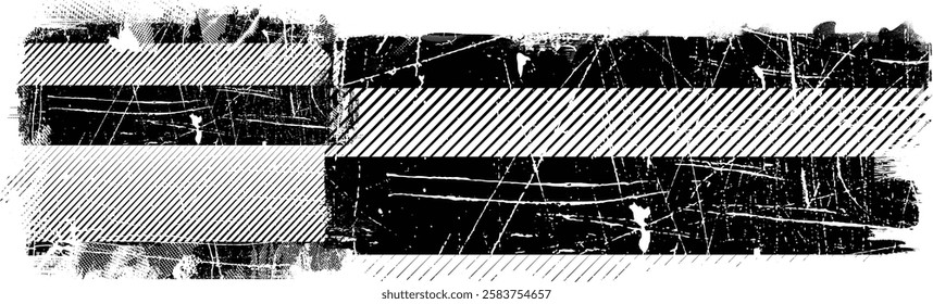 Grunge textured banner with rough edges. Halftone dots texture. Overlay grunge texture . Simply place texture over any object to create grunge effect . Banner with scratched surface for your design. 