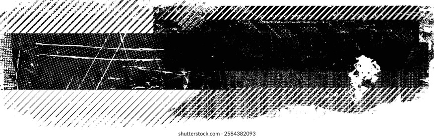 Grunge textured banner with rough edges. Halftone dots texture. Overlay grunge texture . Simply place texture over any object to create grunge effect . Banner with scratched surface for your design. 