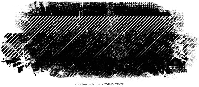 Grunge textured banner with rough edges. Halftone dots texture. Overlay grunge texture . Simply place texture over any object to create grunge effect . Banner with scratched surface for your design. 