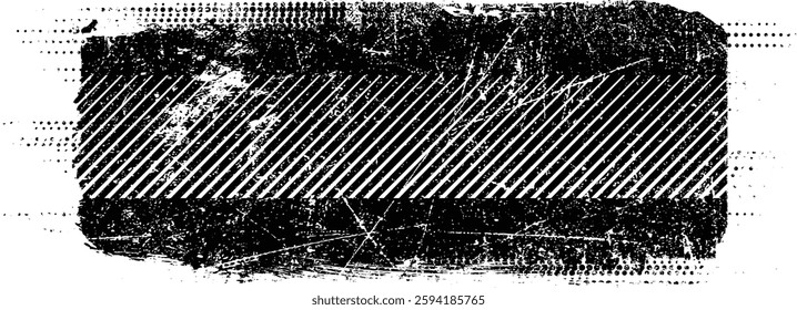 Grunge textured banner with rough edges. Halftone dots texture. Overlay grunge texture . Simply place texture over any object to create grunge effect . Banner with scratched surface for your design. 
