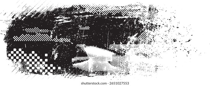 Banner texturizado Grunge com bordas ásperas. Textura manchada. Sobrepor textura grunge . Simplesmente coloque a textura sobre qualquer objeto para criar o efeito grunge . Banner com superfície arranhada para o seu design.