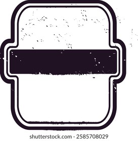 Grunge textured blank vintage mailing label with a black stripe and rounded corners, evoking a retro aesthetic suitable for various design applications