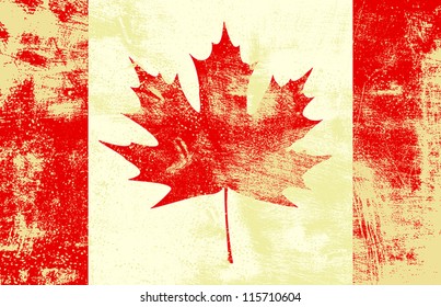 Grunge textured canadian flag. EPS10 vector illustration. Grunge effect can be cleaned easily.