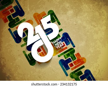 Grunge textured colorful card design for happy new year 2015.