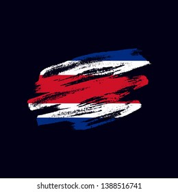 Grunge textured Costa Rican flag. Vector brush painted flag of Republic of Costa Rica isolated on dark blue background. Frayed and scratched the national symbol of the Central America country