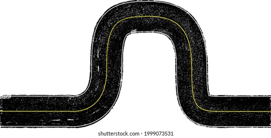 Grunge textured curved road . Retro design element .Distress vector texture .