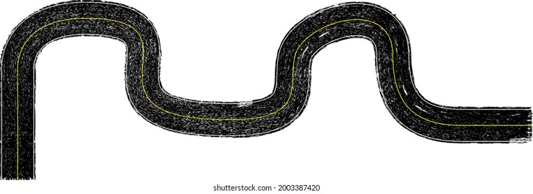 Grunge textured curved road . Retro design element .Distress vector texture .