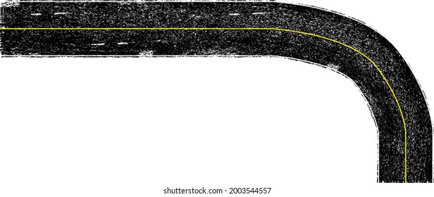 Grunge textured curved road . Retro design element .Distress vector texture .