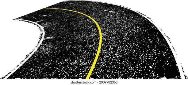 Grunge textured curved road . Retro design element .Distress vector texture .