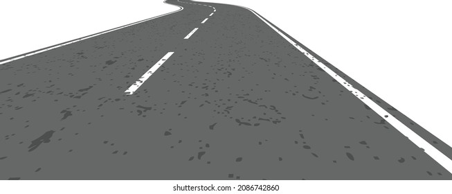 Grunge textured curved road . Retro design element .Distress vector texture .