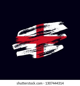 Grunge textured English flag. Vector brush painted flag of England isolated on dark blue background. Frayed and scratched the national symbol of the European country