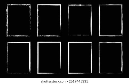 Grunge textured frames. Rectangle frame line. square shape outline on hand draw style.  Simple doodle rectangle pencil frame border shape  vector illustration. 