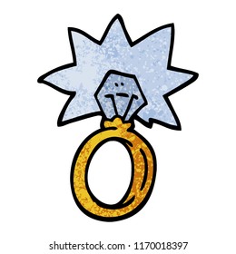 grunge textured illustration cartoon engagement ring