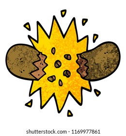 grunge textured illustration cartoon exploding sausage