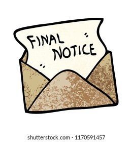 grunge textured illustration cartoon final notice letter