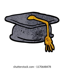 grunge textured illustration cartoon graduation hat
