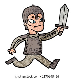 grunge textured illustration cartoon medieval warrior