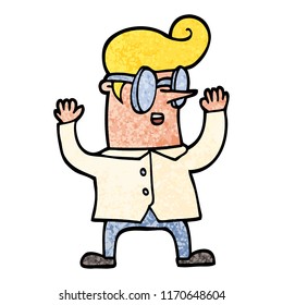 grunge textured illustration cartoon nerd man