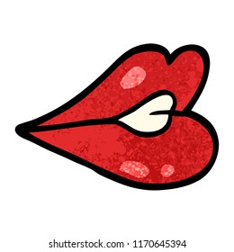 grunge textured illustration cartoon pouting lips