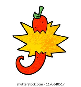 grunge textured illustration cartoon red hot chili