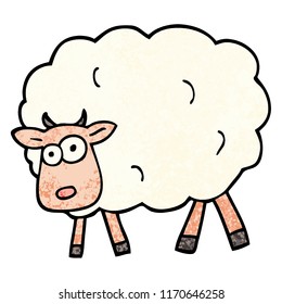 Grunge Textured Illustration Cartoon Sheep Stock Vector (Royalty Free ...