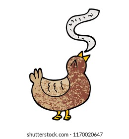 grunge textured illustration cartoon song bird