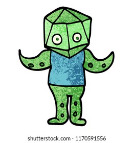 grunge textured illustration cartoon weird alien