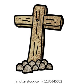 grunge textured illustration cartoon wooden cross