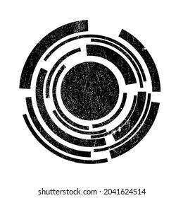 Grunge textured lines in circle form . Vector illustration .Technology logo .
