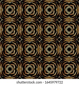 Grunge textured lines vector seamless pattern. Geometric tapestry tribal background. Repeat embroidery style grungy backdrop. Abstract hatched symmetrical ornaments. Geometrical shapes, lines, flowers