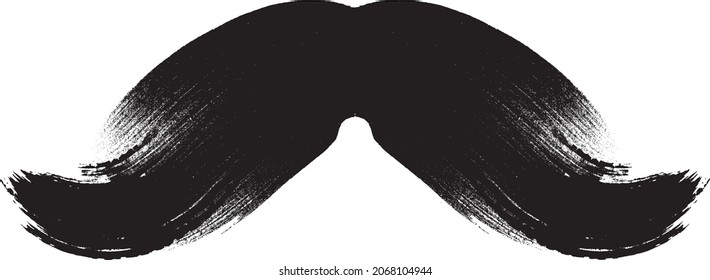 Grunge textured male mustaches . Brush strokes . Vector