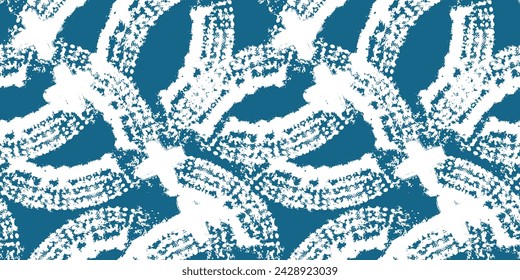 Grunge patrón texturizado con pinceladas. Fondo azul monocromo para la tela del deporte, la tela, el desgaste deportivo. Trazos de pincel repetir impresión