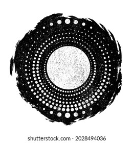 Grunge textured radial halftone dots in Circle Form . fireworks Explosion background . Vector Illustration . Sun
round Logo . Circular Design element . Abstract Geometric half tones . Sunburst 