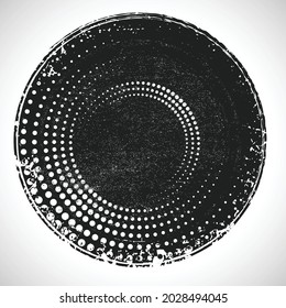 Grunge textured radial halftone dots in Circle Form . fireworks Explosion background . Vector Illustration . Sun
round Logo . Circular Design element . Abstract Geometric half tones . Sunburst 